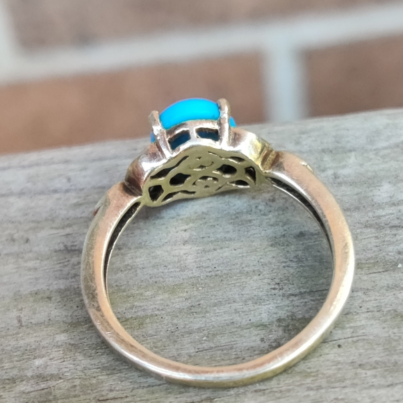 14k Over Sterling Sleeping Beauty Turquoise Ring - Picture 7 of 8